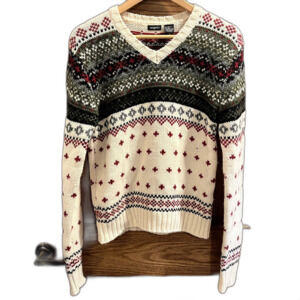 tangents vintage Wool Blend Sweater Fair Isle Geometric Holiday Festive women L